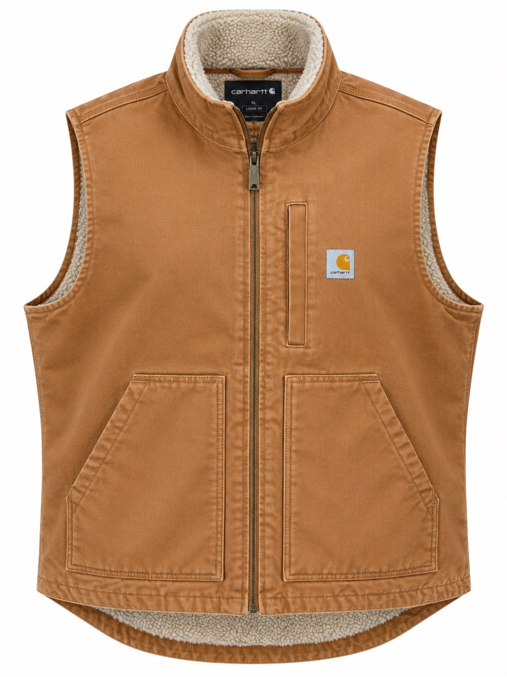 Carhartt OV4277-M XL Brown Duck Sherpa Lined Loose Fit Work Vest